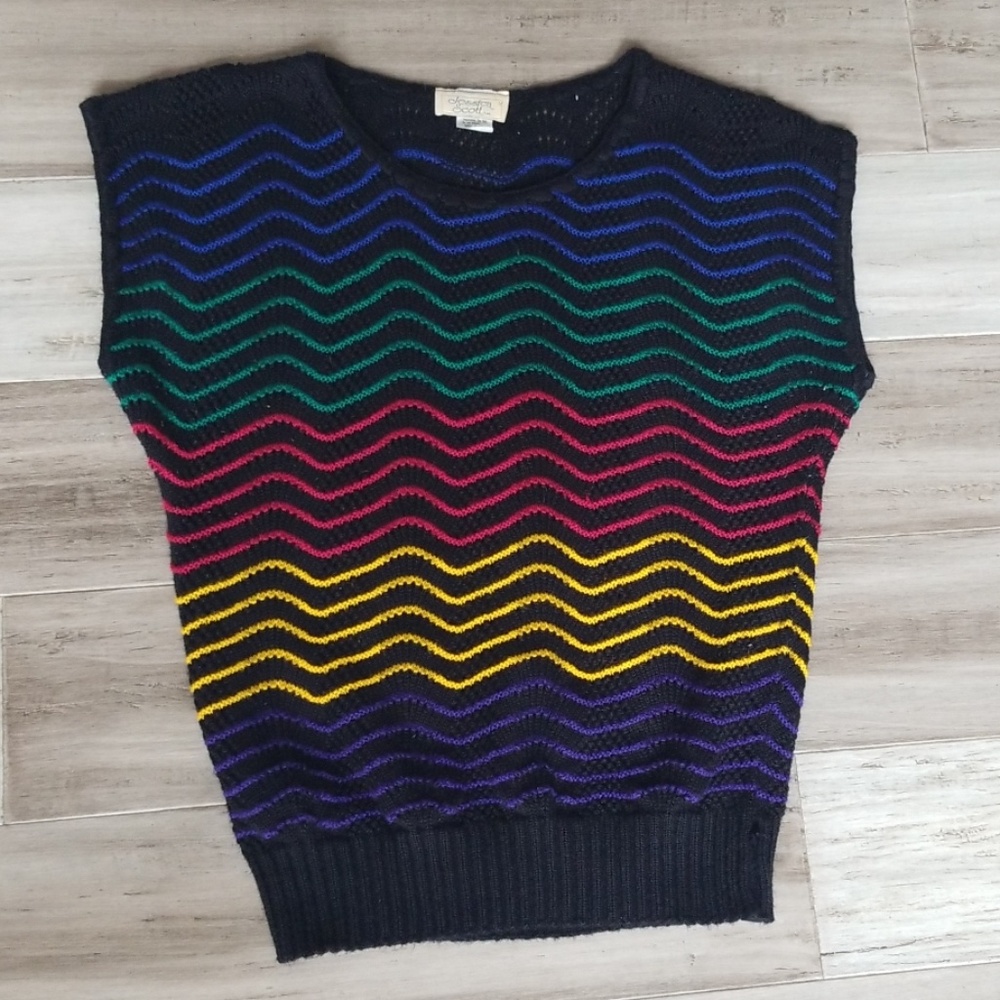 Vintage Jessica Scott Textured Ribbed Rainbow Top